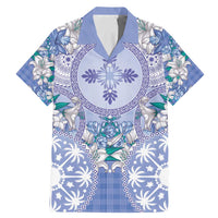 Hawaii Violet Palaka Family Matching Mermaid Dress and Hawaiian Shirt With Tapa Pattern Tropical Flowers - Polynesian Pride