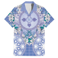 Hawaii Violet Palaka Hawaiian Shirt With Tapa Pattern Tropical Flowers - Polynesian Pride