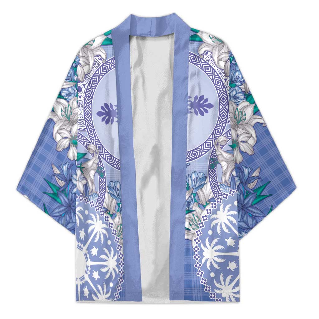 Hawaii Violet Palaka Kimono With Tapa Pattern Tropical Flowers LT05 Unisex Violet - Polynesian Pride