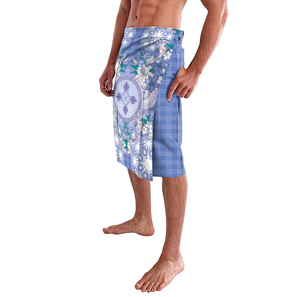 Hawaii Violet Palaka Lavalava With Tapa Pattern Tropical Flowers - Polynesian Pride
