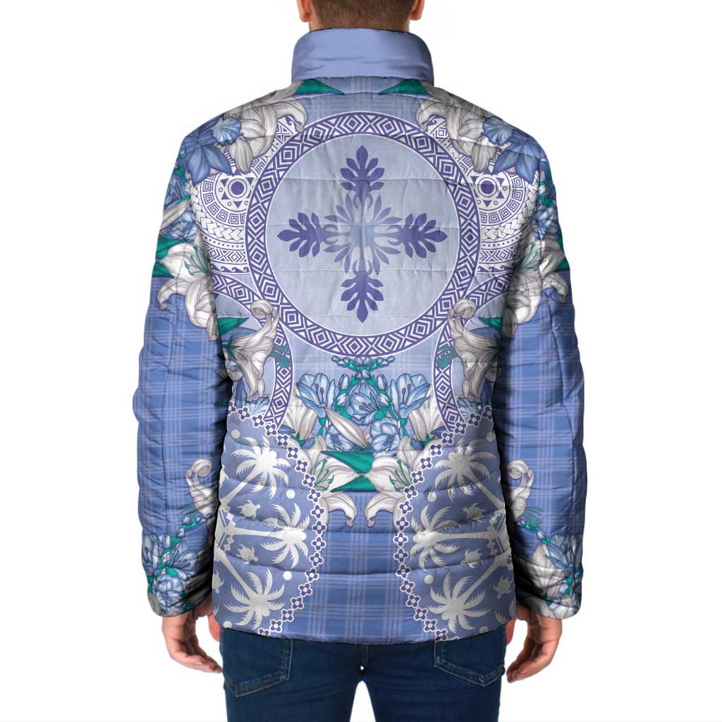 Hawaii Violet Palaka Padded Jacket With Tapa Pattern Tropical Flowers LT05 - Polynesian Pride