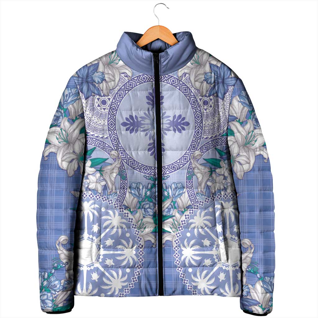 Hawaii Violet Palaka Padded Jacket With Tapa Pattern Tropical Flowers LT05 - Polynesian Pride