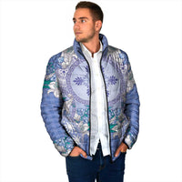 Hawaii Violet Palaka Padded Jacket With Tapa Pattern Tropical Flowers LT05 - Polynesian Pride
