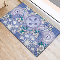 Hawaii Violet Palaka Rubber Doormat With Tapa Pattern Tropical Flowers LT05 - Polynesian Pride