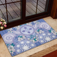 Hawaii Violet Palaka Rubber Doormat With Tapa Pattern Tropical Flowers LT05 - Polynesian Pride