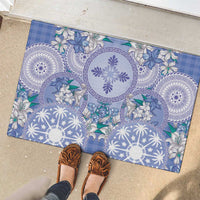 Hawaii Violet Palaka Rubber Doormat With Tapa Pattern Tropical Flowers LT05 - Polynesian Pride
