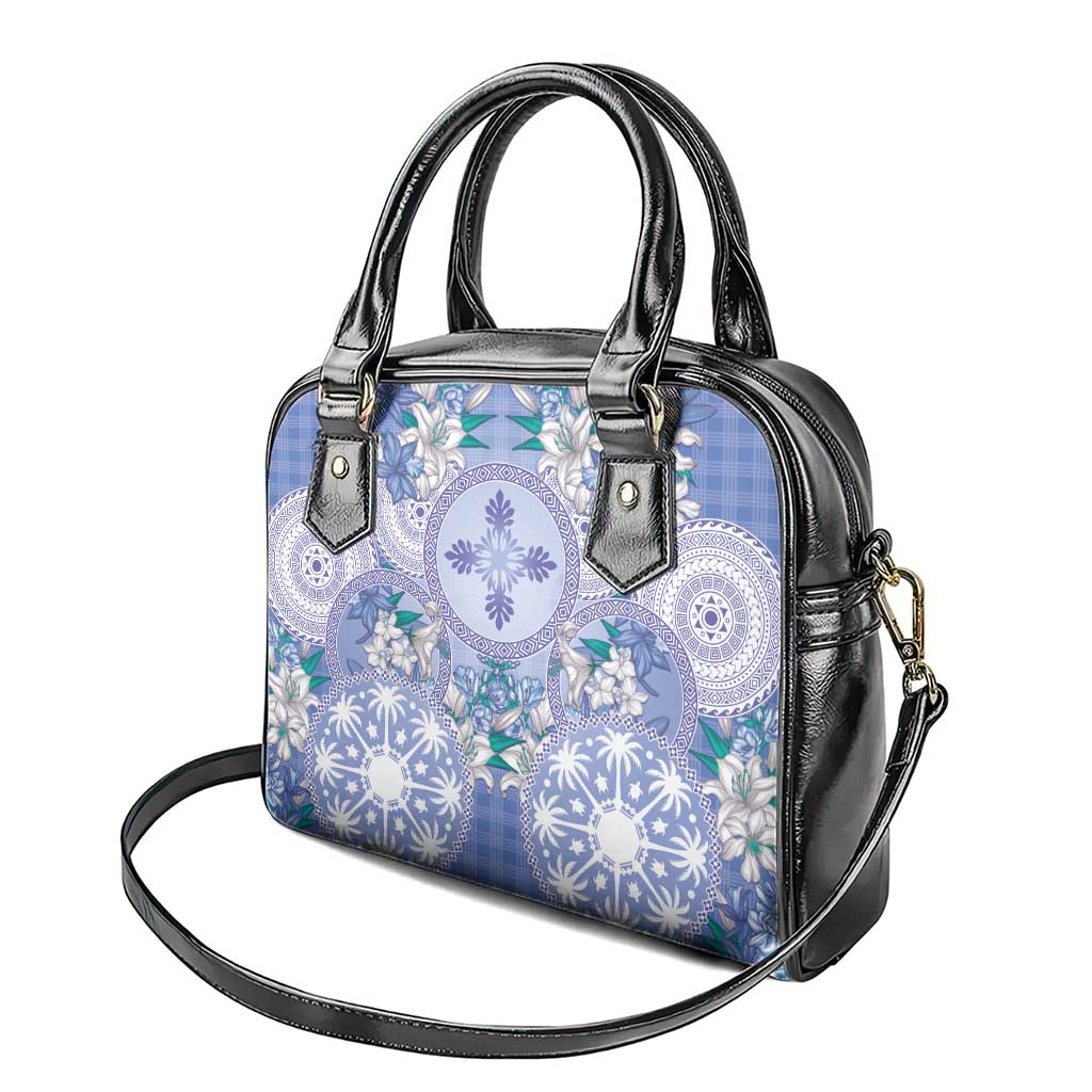 Hawaii Violet Palaka Shoulder Handbag With Tapa Pattern Tropical Flowers LT05 - Polynesian Pride
