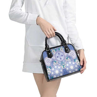 Hawaii Violet Palaka Shoulder Handbag With Tapa Pattern Tropical Flowers LT05 - Polynesian Pride