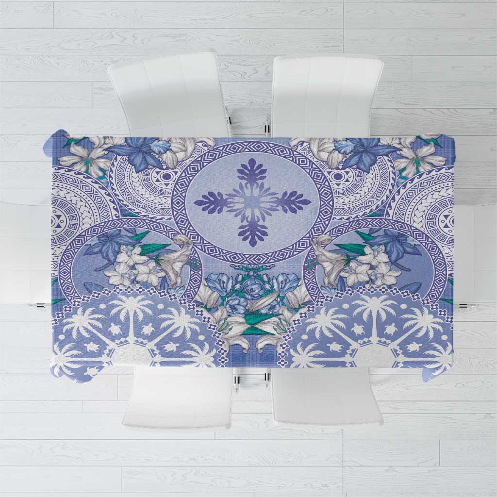 Hawaii Violet Palaka Tablecloth With Tapa Pattern Tropical Flowers LT05 Violet - Polynesian Pride