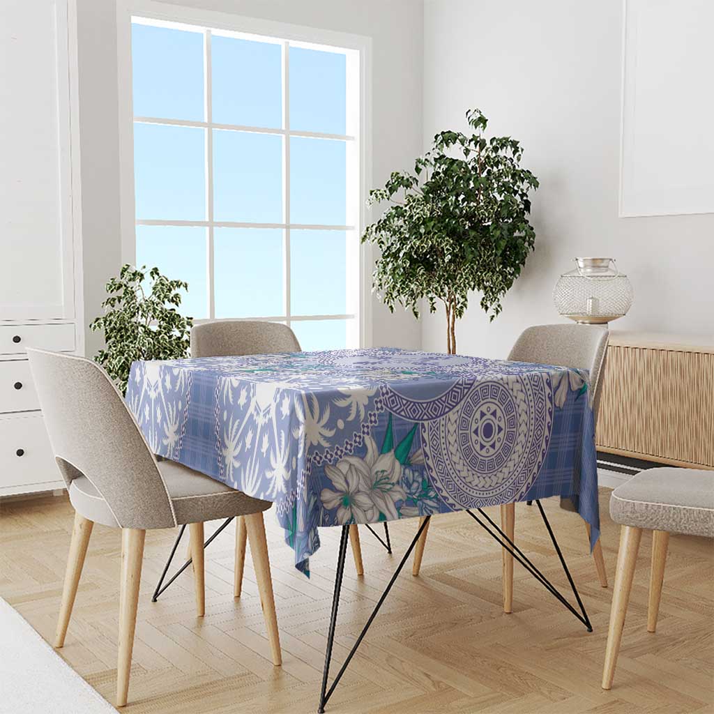 Hawaii Violet Palaka Tablecloth With Tapa Pattern Tropical Flowers LT05 - Polynesian Pride