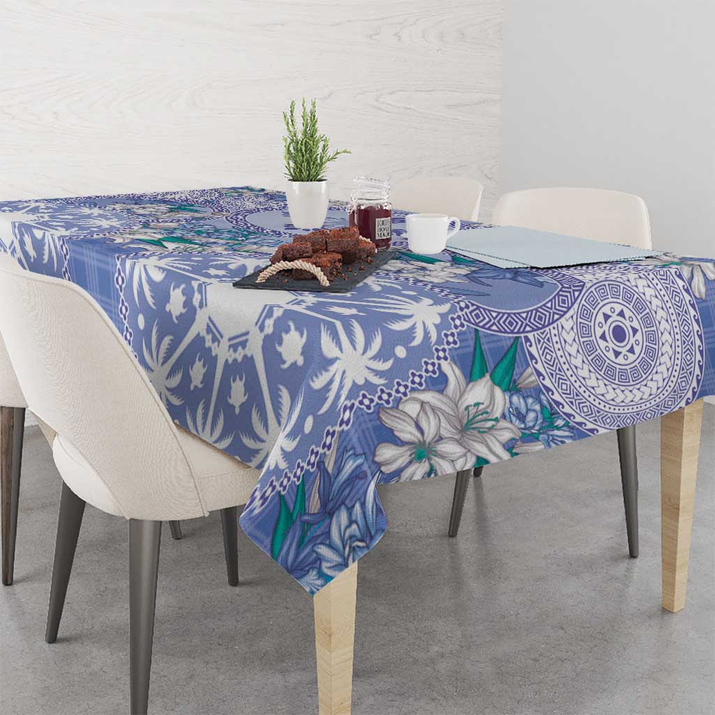 Hawaii Violet Palaka Tablecloth With Tapa Pattern Tropical Flowers LT05 - Polynesian Pride