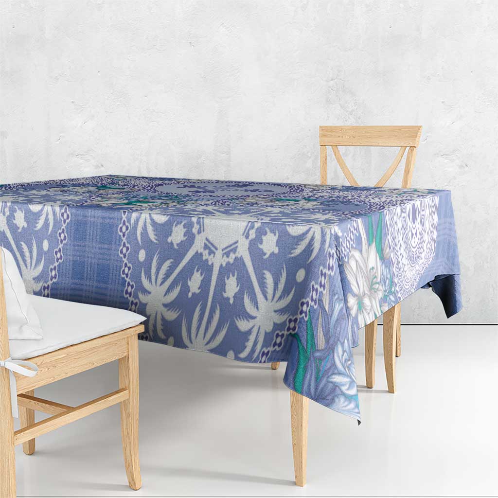 Hawaii Violet Palaka Tablecloth With Tapa Pattern Tropical Flowers LT05 - Polynesian Pride