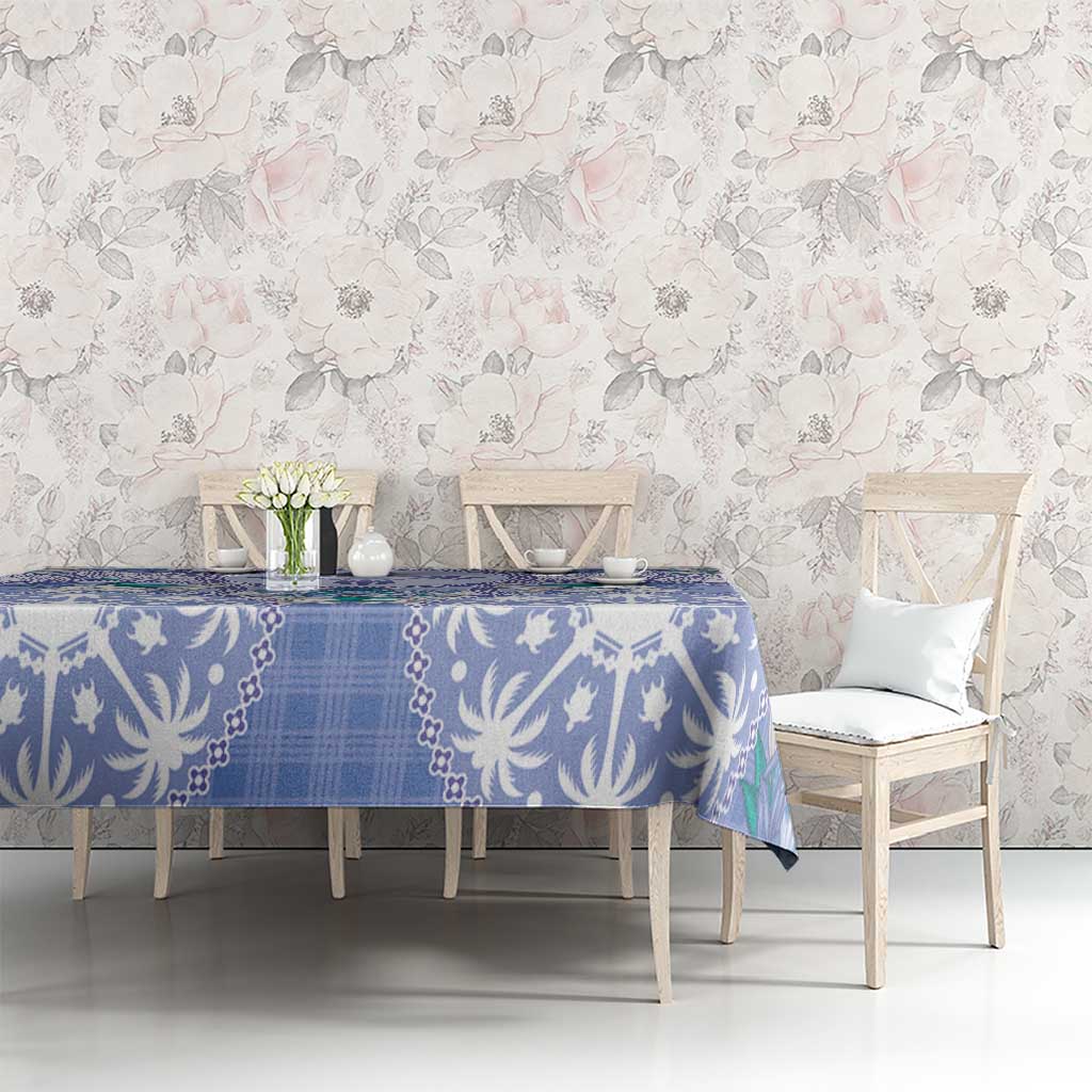 Hawaii Violet Palaka Tablecloth With Tapa Pattern Tropical Flowers LT05 - Polynesian Pride