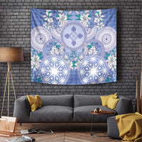 Hawaii Violet Palaka Tapestry With Tapa Pattern Tropical Flowers LT05 Violet - Polynesian Pride