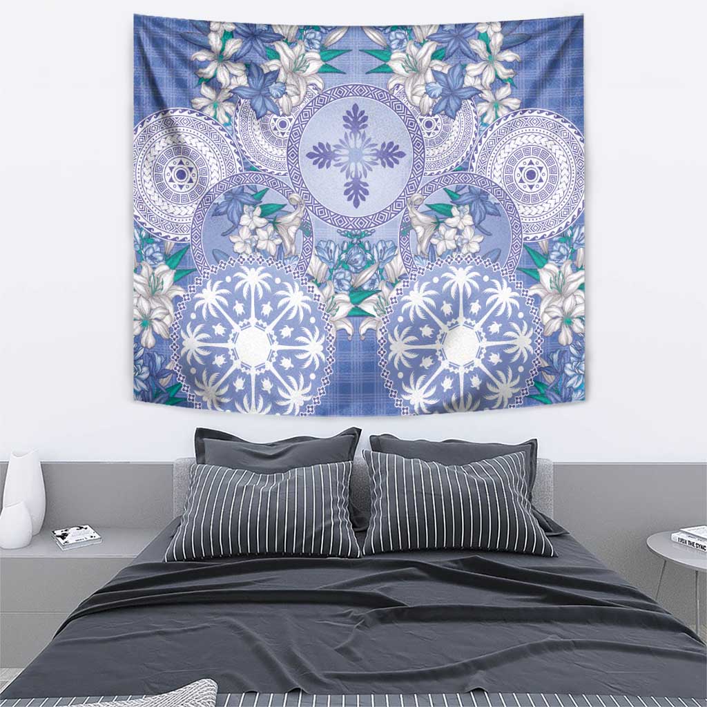 Hawaii Violet Palaka Tapestry With Tapa Pattern Tropical Flowers LT05 - Polynesian Pride