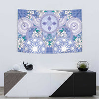 Hawaii Violet Palaka Tapestry With Tapa Pattern Tropical Flowers LT05 - Polynesian Pride