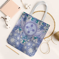 Hawaii Violet Palaka Tote Bag With Tapa Pattern Tropical Flowers - Polynesian Pride