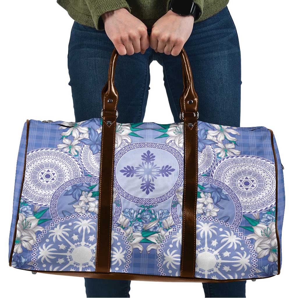 Hawaii Violet Palaka Travel Bag With Tapa Pattern Tropical Flowers - Polynesian Pride