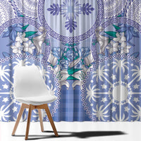 Hawaii Violet Palaka Window Curtain With Tapa Pattern Tropical Flowers LT05 - Polynesian Pride