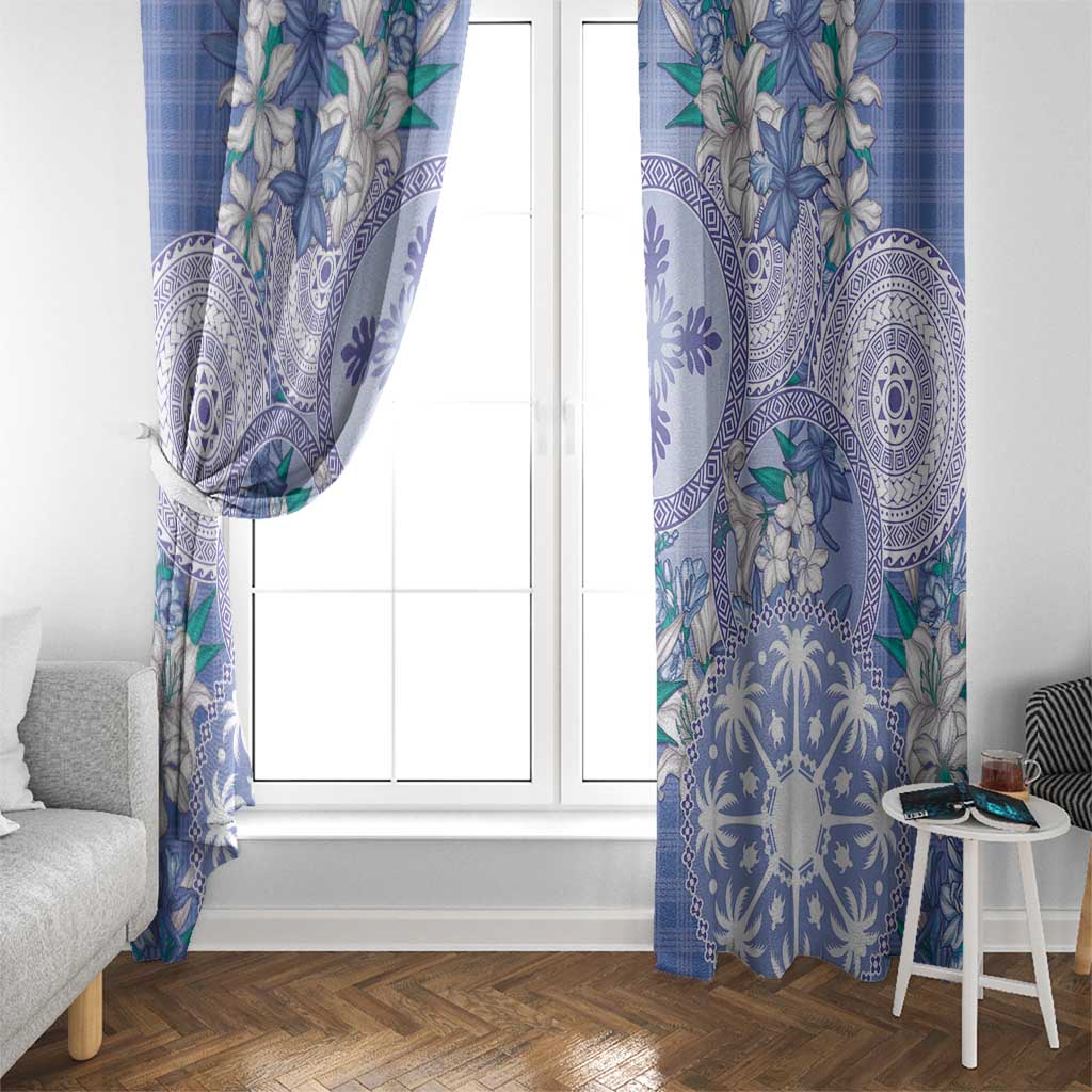 Hawaii Violet Palaka Window Curtain With Tapa Pattern Tropical Flowers LT05 - Polynesian Pride