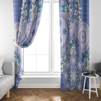 Hawaii Violet Palaka Window Curtain With Tapa Pattern Tropical Flowers LT05 - Polynesian Pride