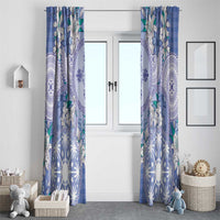 Hawaii Violet Palaka Window Curtain With Tapa Pattern Tropical Flowers LT05 - Polynesian Pride