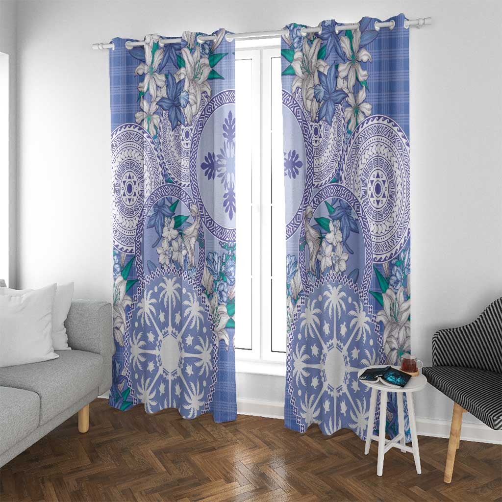 Hawaii Violet Palaka Window Curtain With Tapa Pattern Tropical Flowers LT05 With Grommets Violet - Polynesian Pride