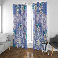 Hawaii Violet Palaka Window Curtain With Tapa Pattern Tropical Flowers LT05 With Grommets Violet - Polynesian Pride