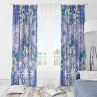 Hawaii Violet Palaka Window Curtain With Tapa Pattern Tropical Flowers LT05 - Polynesian Pride