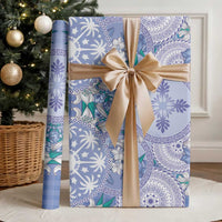 Hawaii Violet Palaka Wrapping Paper With Tapa Pattern Tropical Flowers - Polynesian Pride