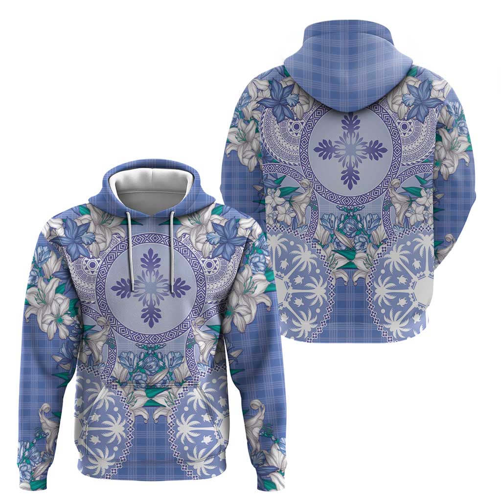 Hawaii Violet Palaka Zip Hoodie With Tapa Pattern Tropical Flowers LT05 - Polynesian Pride