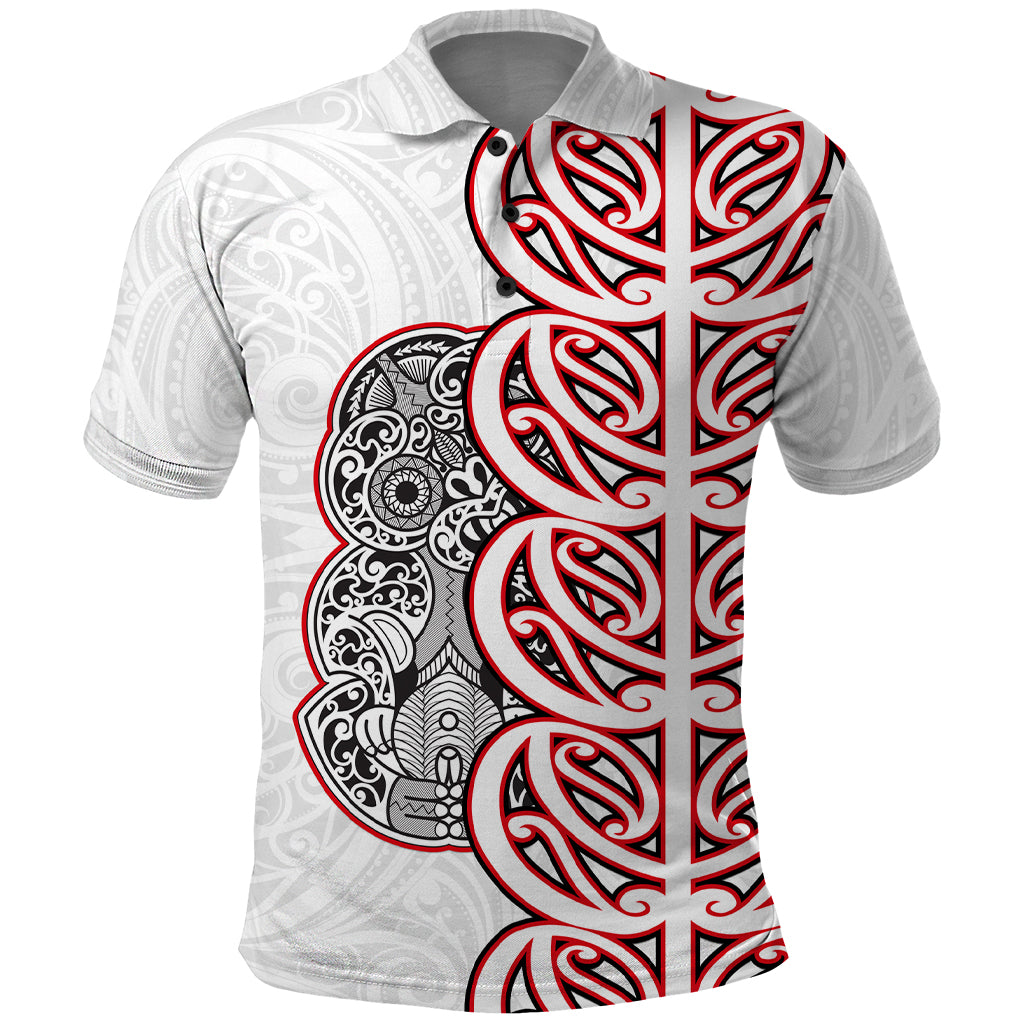 Aotearoa New Zealand Polo Shirt Maori Marae Pattern Tiki LT05 White - Polynesian Pride