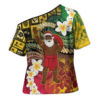 Vanuatu Christmas Cross Shoulder Shirt Ni-Van Santa Retro Style - Polynesian Pride
