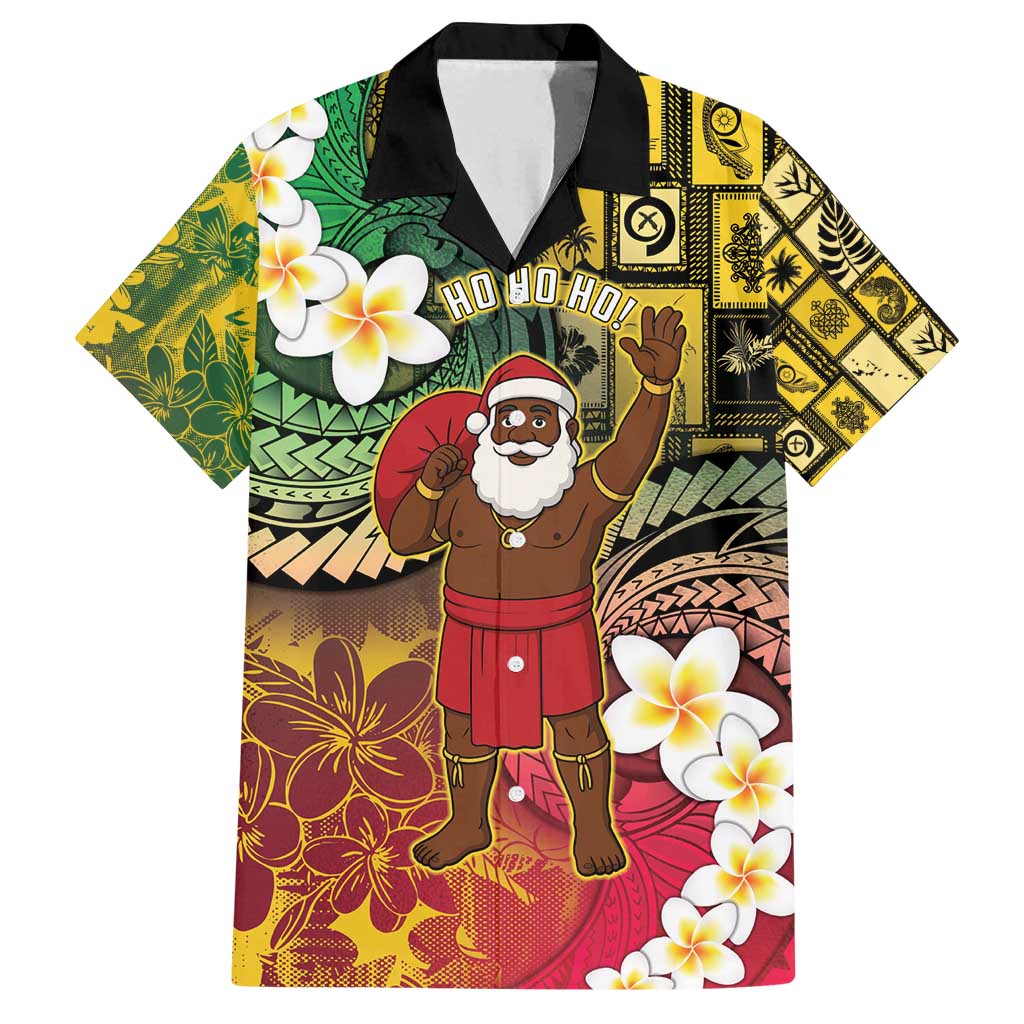 Vanuatu Christmas Family Matching Off Shoulder Short Dress and Hawaiian Shirt Ni-Van Santa Retro Style - Polynesian Pride