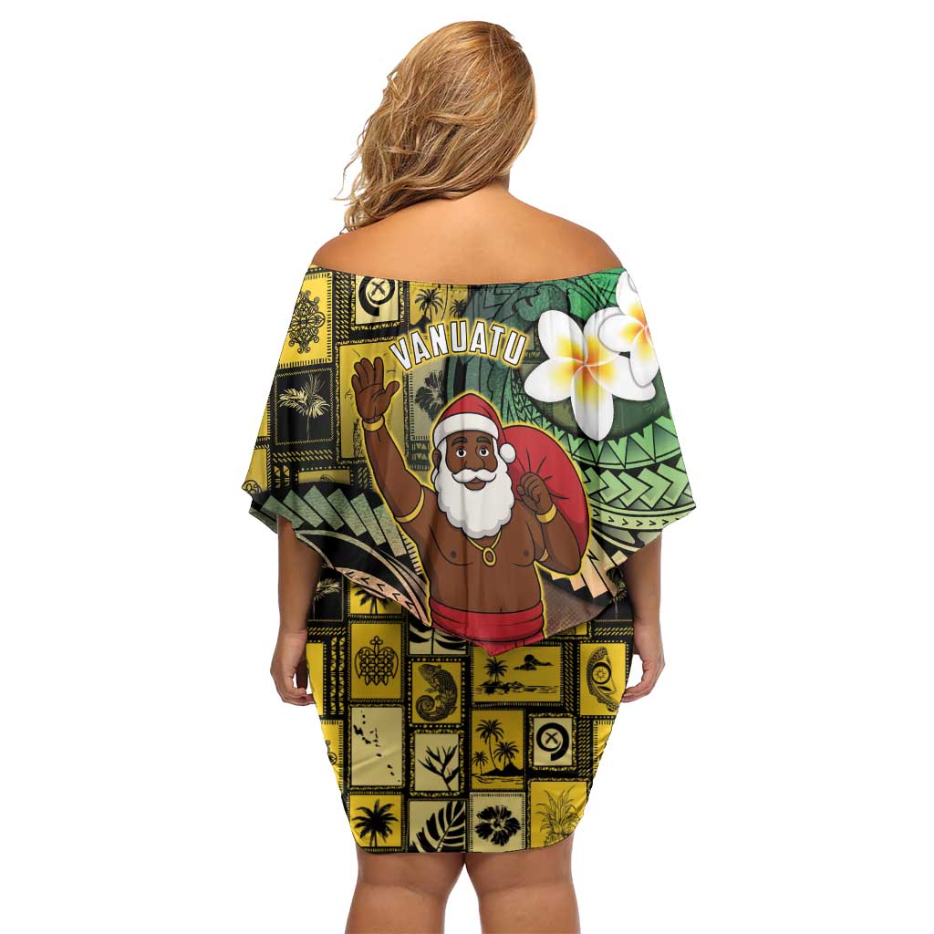 Vanuatu Christmas Family Matching Off Shoulder Short Dress and Hawaiian Shirt Ni-Van Santa Retro Style - Polynesian Pride