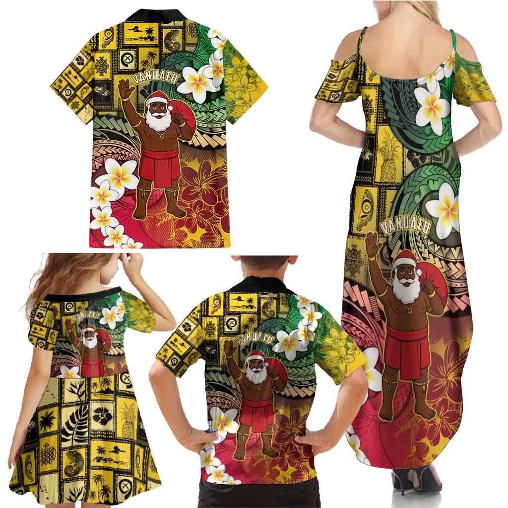 Vanuatu Christmas Family Matching Summer Maxi Dress and Hawaiian Shirt Ni-Van Santa Retro Style - Polynesian Pride