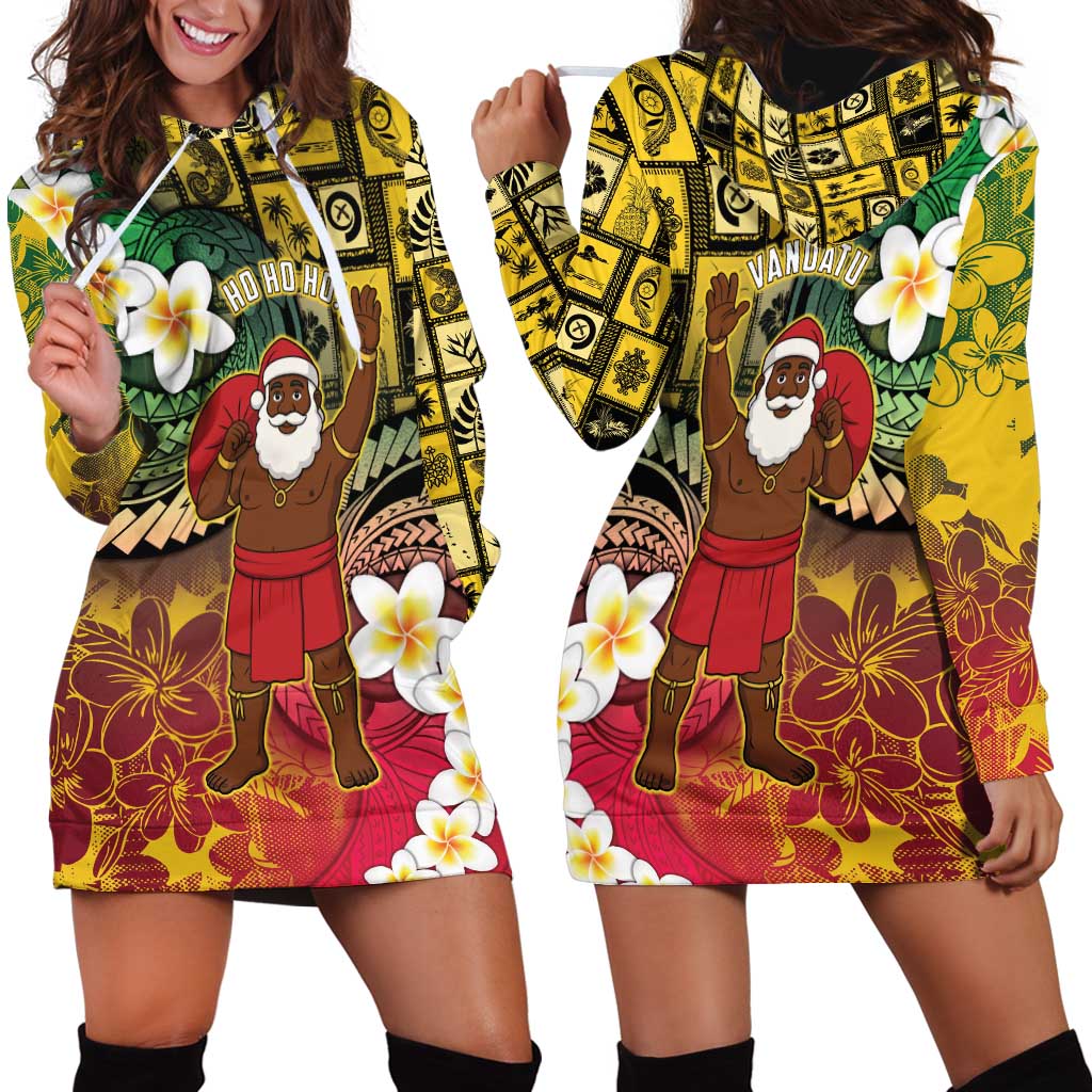 Vanuatu Christmas Hoodie Dress Ni-Van Santa Retro Style - Polynesian Pride