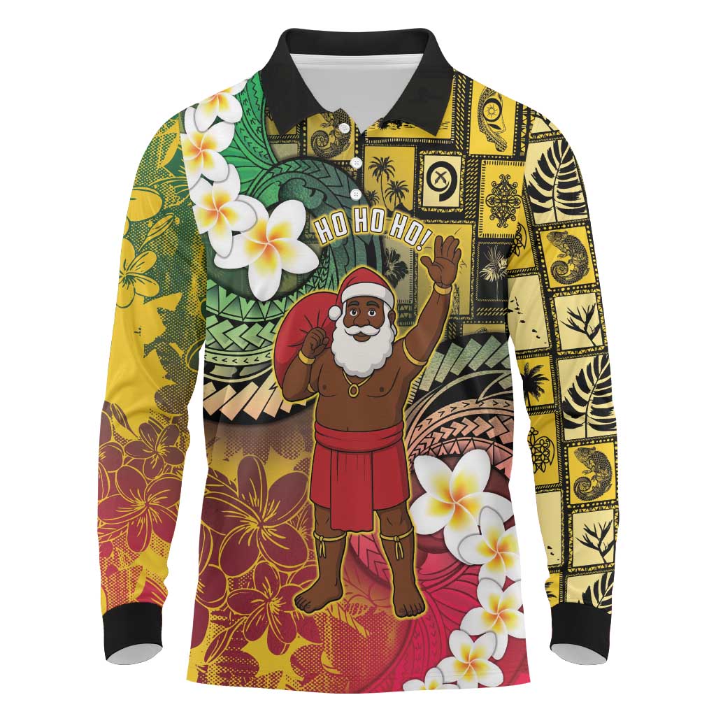 Vanuatu Christmas Long Sleeve Polo Shirt Ni-Van Santa Retro Style - Polynesian Pride