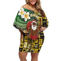 Vanuatu Christmas Off Shoulder Short Dress Ni-Van Santa Retro Style - Polynesian Pride