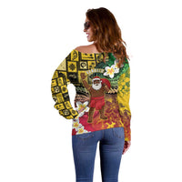 Vanuatu Christmas Off Shoulder Sweater Ni-Van Santa Retro Style - Polynesian Pride