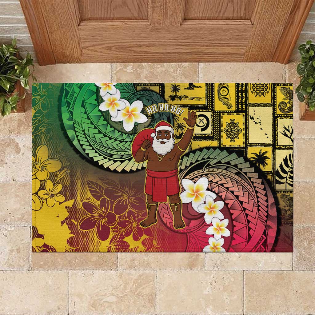 Vanuatu Christmas Rubber Doormat Ni-Van Santa Retro Style - Polynesian Pride