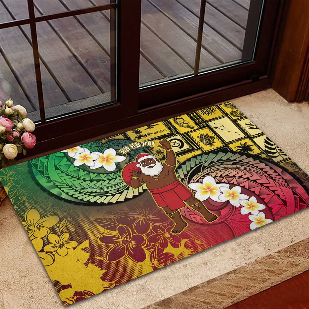 Vanuatu Christmas Rubber Doormat Ni-Van Santa Retro Style - Polynesian Pride