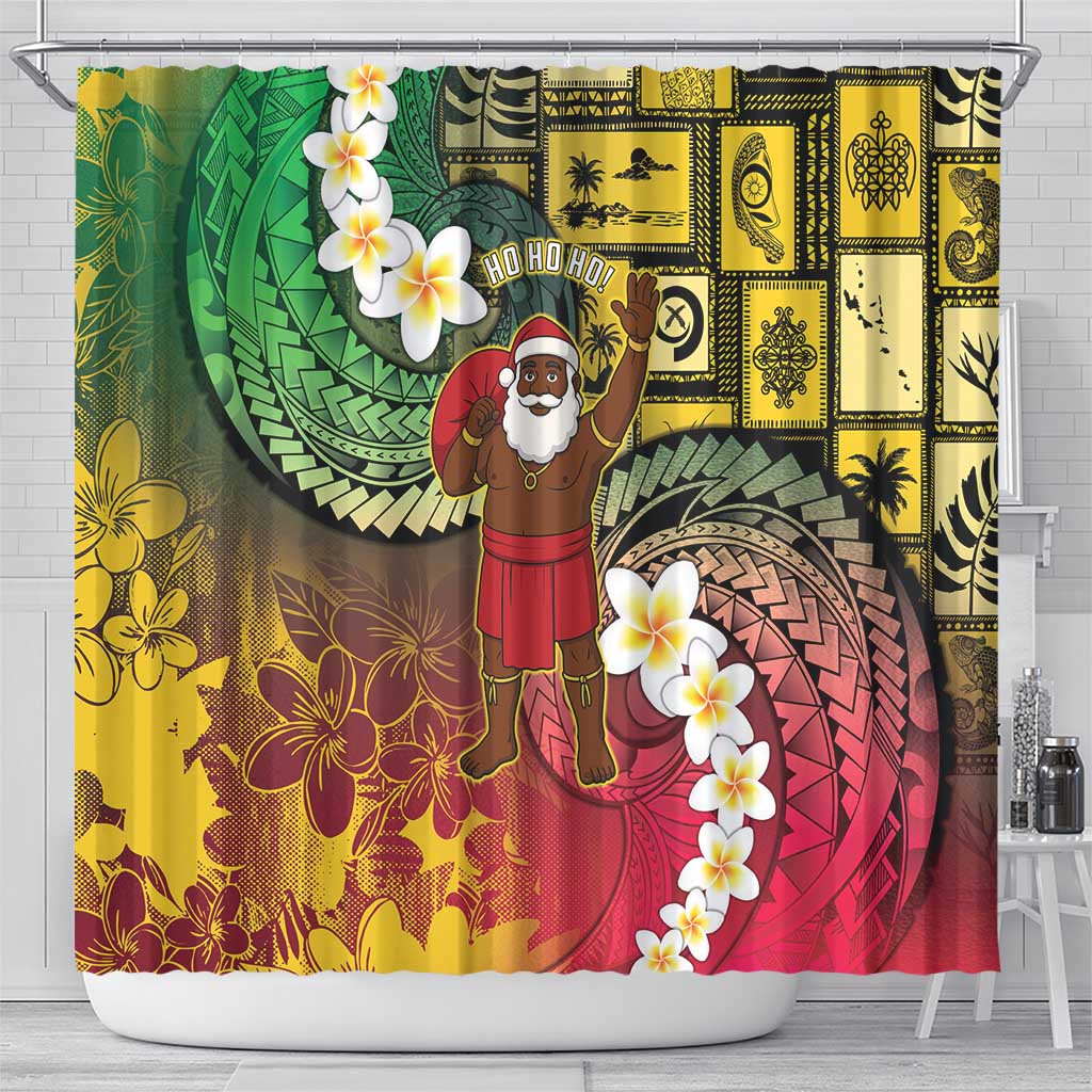 Vanuatu Christmas Shower Curtain Ni-Van Santa Retro Style - Polynesian Pride