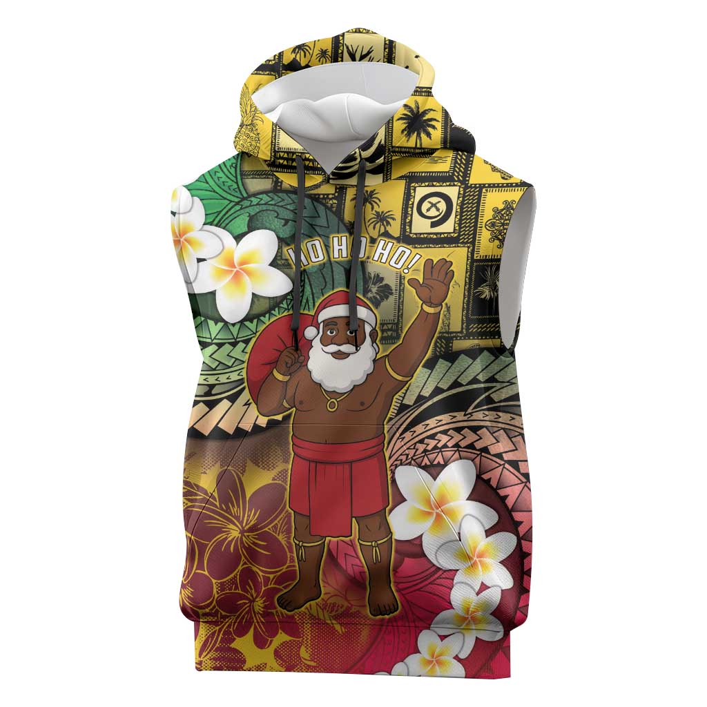 Vanuatu Christmas Sleeveless Hoodie Ni-Van Santa Retro Style - Polynesian Pride