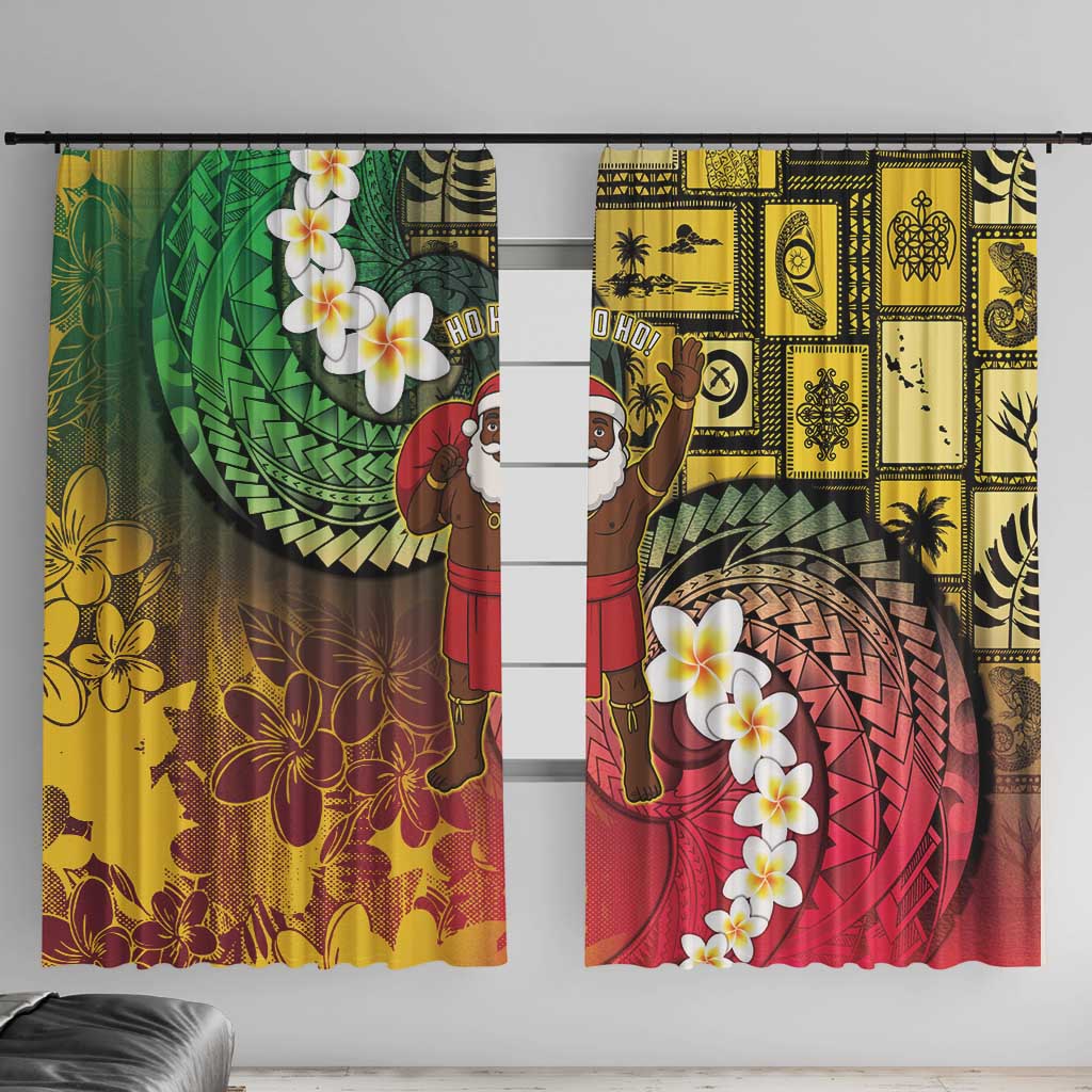 Vanuatu Christmas Window Curtain Ni-Van Santa Retro Style - Polynesian Pride