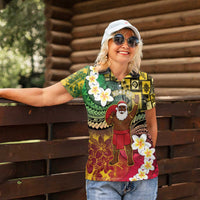 Vanuatu Christmas Women Polo Shirt Ni-Van Santa Retro Style - Polynesian Pride