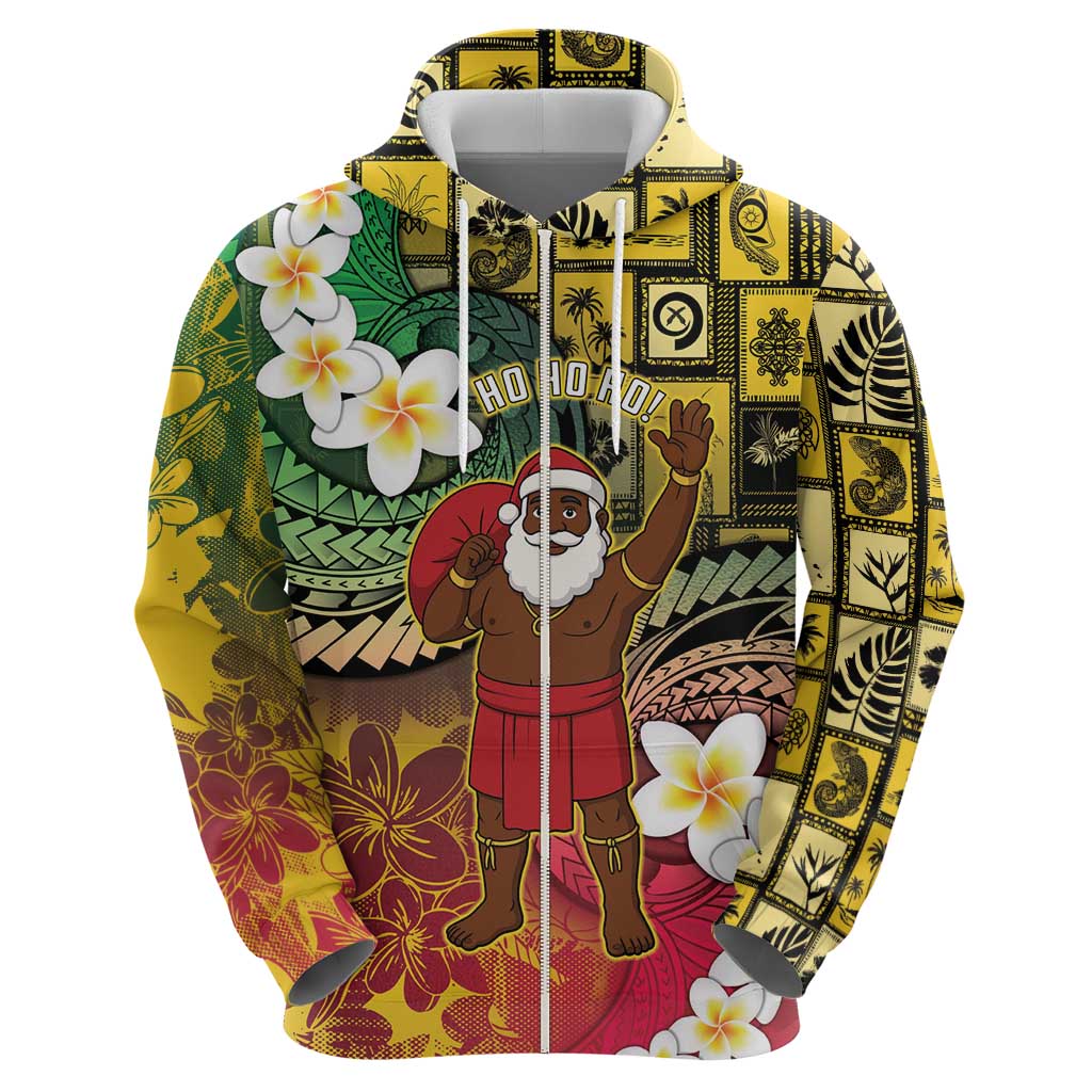 Vanuatu Christmas Zip Hoodie Ni-Van Santa Retro Style - Polynesian Pride