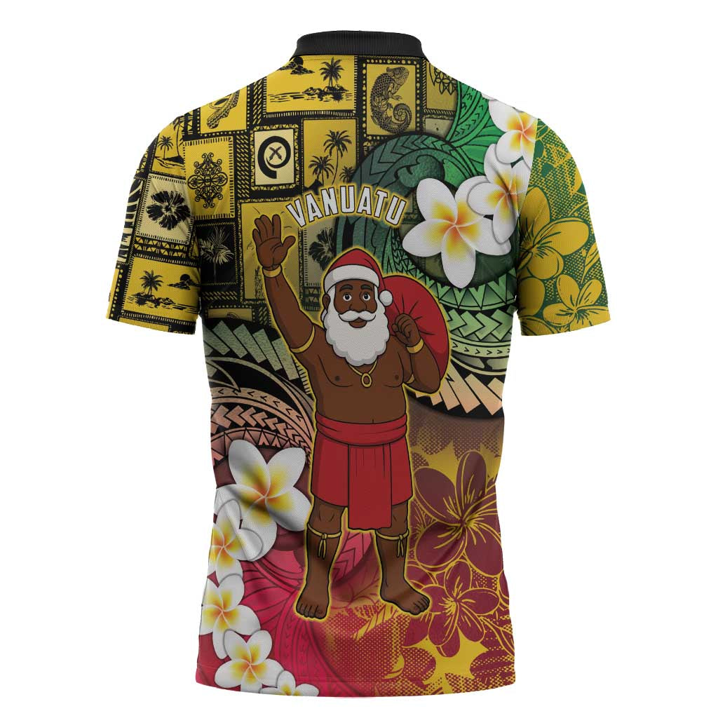 Vanuatu Christmas Zipper Polo Shirt Ni-Van Santa Retro Style - Polynesian Pride