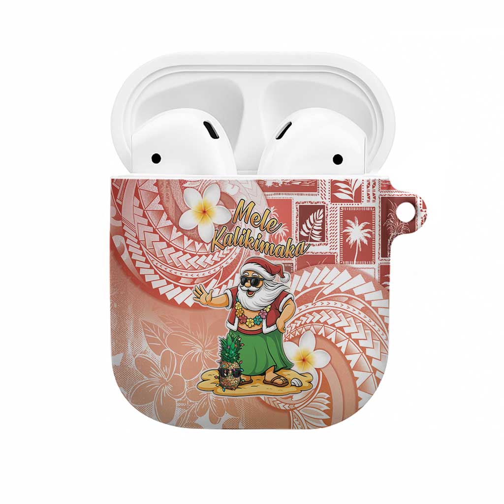 Hawaii Mele Kalikimaka AirPods Case Hula Santa Retro Style Red - Polynesian Pride
