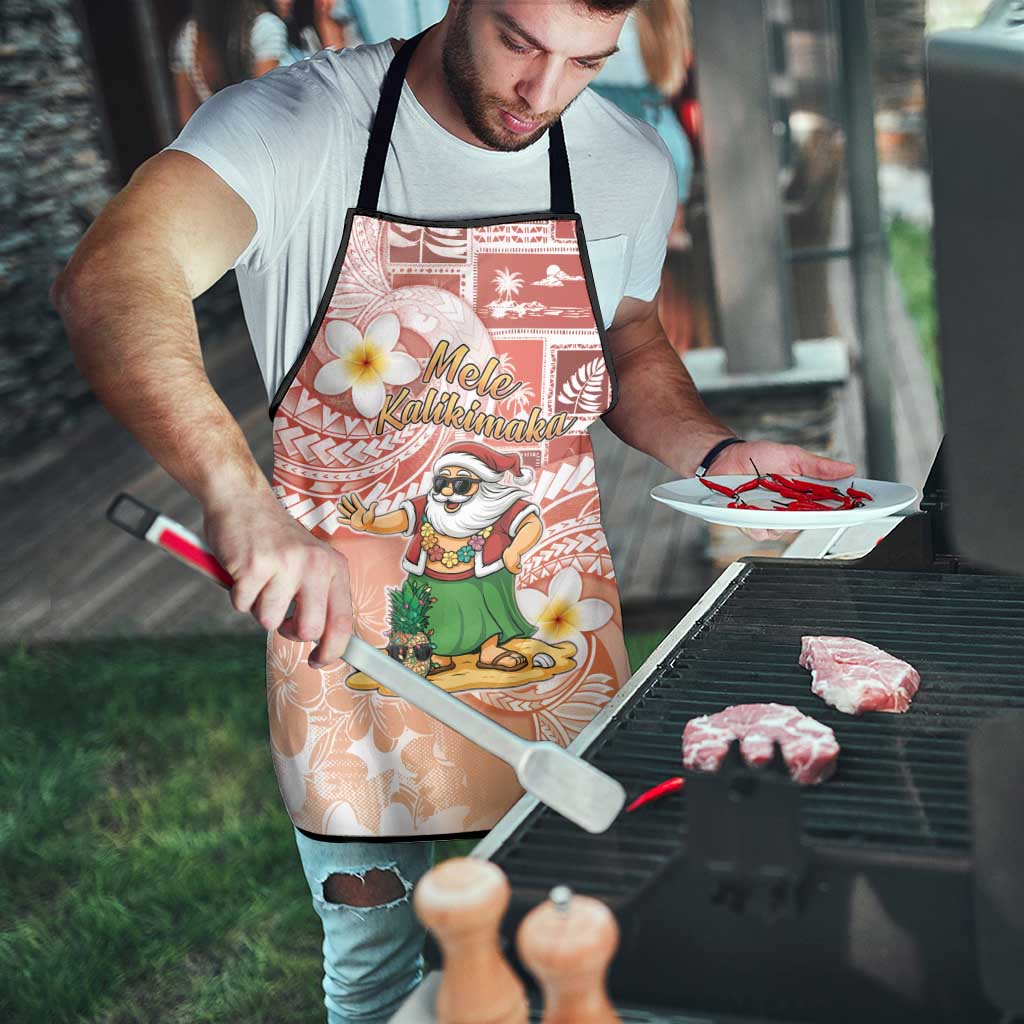 Hawaii Mele Kalikimaka Apron Hula Santa Retro Style Red - Polynesian Pride
